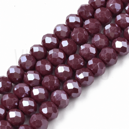 Fiada de Contas de Cristal Vermelho Escuro Rondelle Facetada 6x5mm